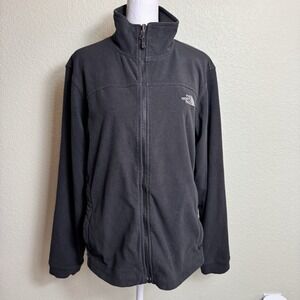 The North Face Women's Black Fleece‎ Jacket Size L Full Zip Pockets *READ
